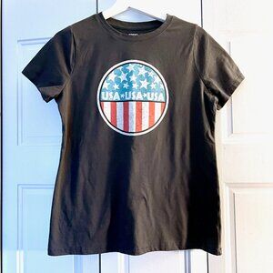 Sonoma Womens USA Patriotic Tee Shirt Crew Neck, Size Medium